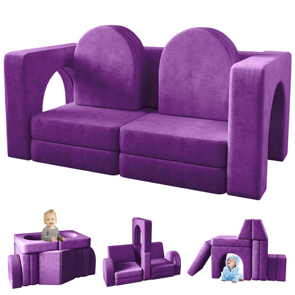 Gemma Violet Camborne Kids Couch 10PCS, Modular Kids Couch for Playroom